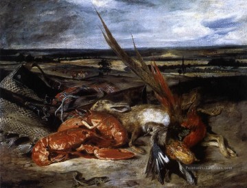 romantique Tableau - Nature morte au homard romantique Eugène Delacroix